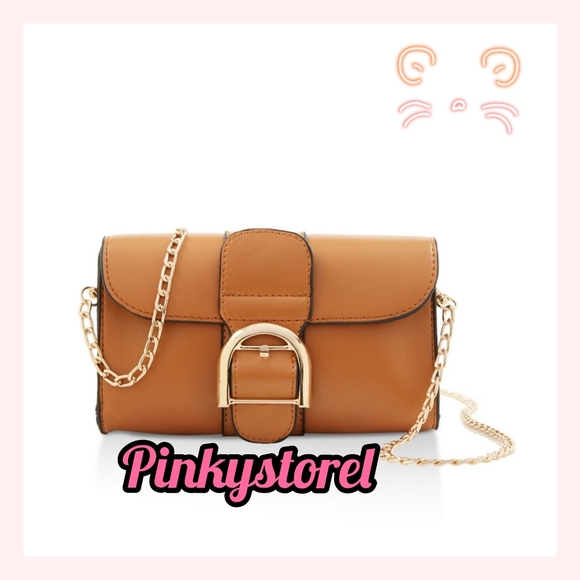 Handbags - Faux Leather Buckle Front Crossbody Bag